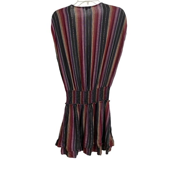 Rails Lucca Mini Dress Women's Sz S Linen Blend Striped Smocked V-Neck Coquette - Picture 14 of 16